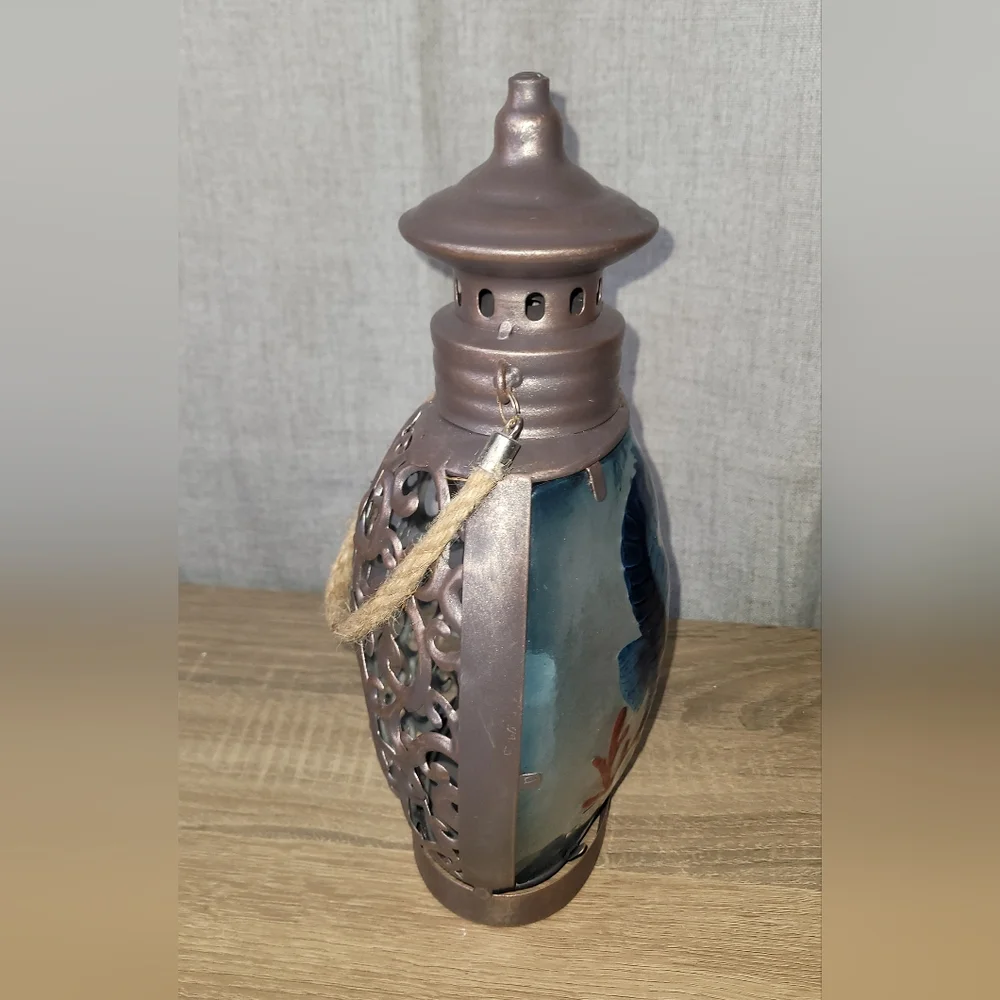 Oceanic Seahorse Lantern with Blue and Brown Accents